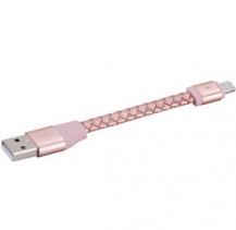 Кабель USB Lightning Momax Elite Link Pro 11cm MFI DL1 Натуральная Кожа (Розовое золото)