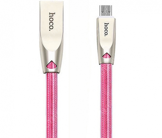 Кабель Hoco U9 Zinc Alloy Jelly Knitted Micro USB 1.2M (Розовый)
