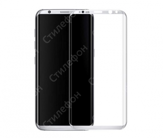 Защитное стекло 3D на весь экран 0.2мм для Samsung Galaxy S8 (Серебряное)
