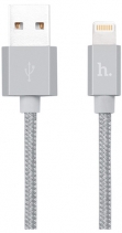 Кабель плетеный для Apple Hoco UPF01 Metal MFI Charging Cable 1.2м (Серый космос)
