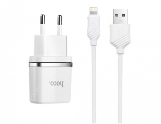 Сетевое зарядное устройство Hoco C11 Smart Single 1 USB Lightning Charger Set (+Кабель для Apple)