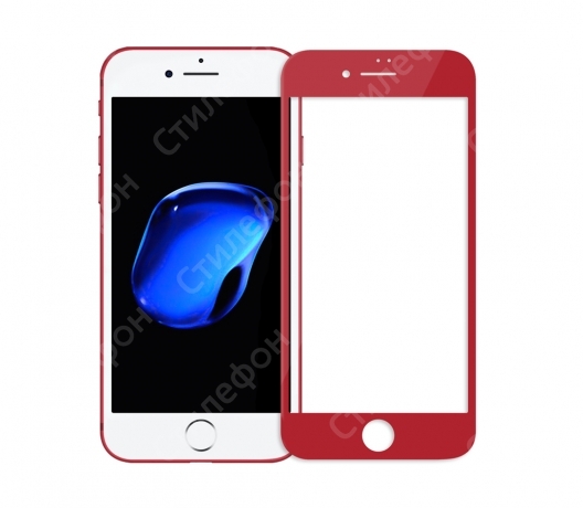 Защитное стекло 3D 0.3мм на весь экран для iPhone 8 (Красное)