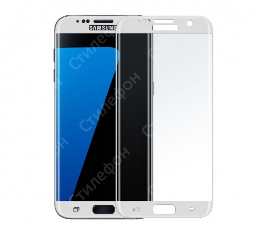 Защитное стекло 3D на весь экран 0.2мм для Samsung Galaxy S7 Edge (Белое)