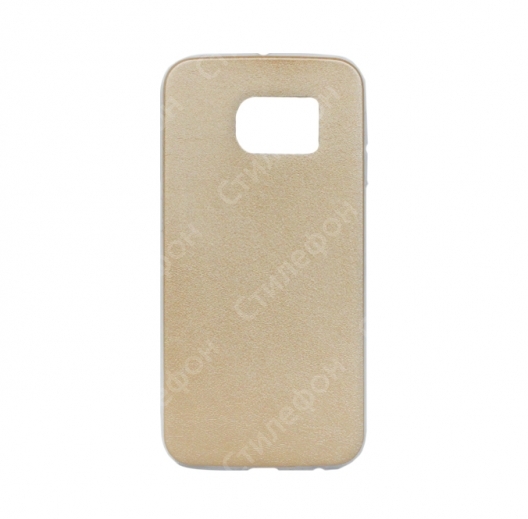 Силиконовый кожаный чехол для Samsung Galaxy S6 тонкий (Золотой)