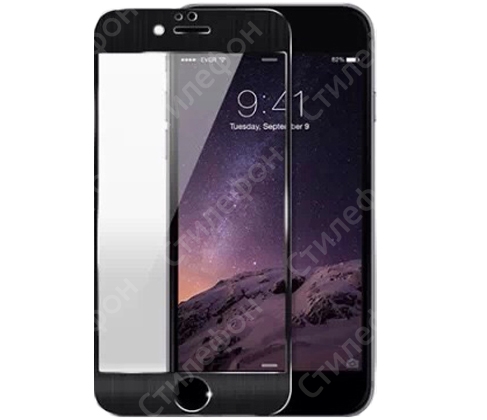 Защитное стекло с алюминиевой рамкой для iPhone 6s Plus (Черное)