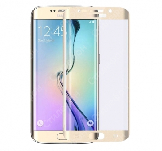 Защитное стекло 3D на весь экран 0.2мм для Samsung Galaxy S7 Edge (Золотое)