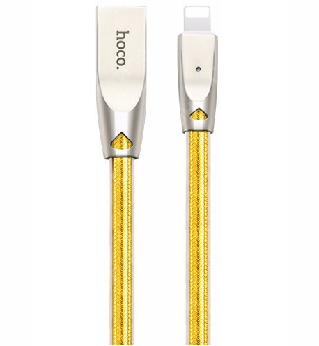 Кабель Hoco U9 Zinc Alloy Jelly Knitted Lightning Charging Cable 1.2m (Желтый)