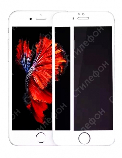 Защитное стекло 3D 0.33мм 360º для iPhone 6S Plus с силиконом на весь экран (Белое)