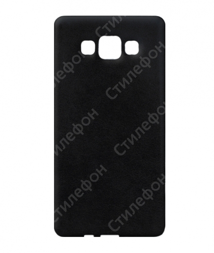 Силиконовый кожаный чехол для Samsung Galaxy A5 тонкий (Черный)