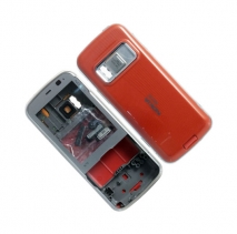 Корпус для Nokia N79 (Серебряный / Оранжевый)