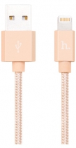Кабель плетеный для Apple Hoco UPF01 Metal MFI Charging Cable 1.2м (Золото)