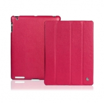 Чехол для iPad 2 / 3 / 4 кожаный смарт кейс Jison Case (Малиновый)