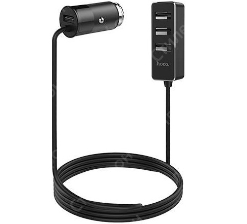 Авто Зарядка Hoco Z17B Sure 4 USB Port Car Charger With 1.5M Extender (Черная)
