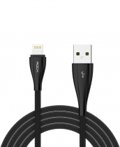 Кабель USB Lightning Rock Metal Data Cable 100см (Черный)