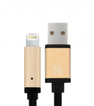 Lightning кабель для iPhone / iPad Baseus металлический с индикацией заряда (Золотой)