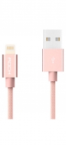 Кабель USB Lightning Rock MFI Charge & Sync Round Cable II 30см (Розовый)