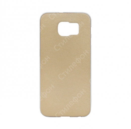 Силиконовый кожаный чехол для Samsung Galaxy S6 Edge тонкий (Золотой)