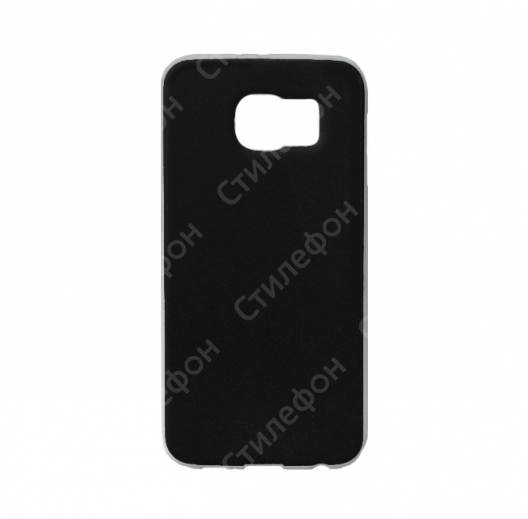 Силиконовый кожаный чехол для Samsung Galaxy S6 Edge тонкий (Черный)