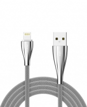 Кабель USB Lightning Rock Metal Data Cable 100см (Серебро)