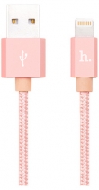 Кабель плетеный для Apple Hoco UPF01 Metal MFI Charging Cable 1.2м (Розовое золото)