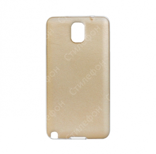 Силиконовый кожаный чехол для Samsung Galaxy Note 3 тонкий (Золотой)