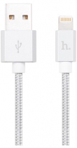 Кабель плетеный для Apple Hoco UPF01 Metal MFI Charging Cable 1.2м (Серебро)