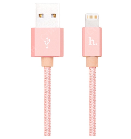 Кабель плетеный для Apple Hoco UPF01 Metal MFI Charging Cable 1.2м (Розовое золото)