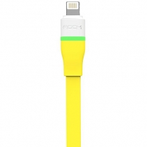 Автоотключающийся кабель Rock Auto Disconnect Lightning для iPhone с индикацией заряда (Желтый)