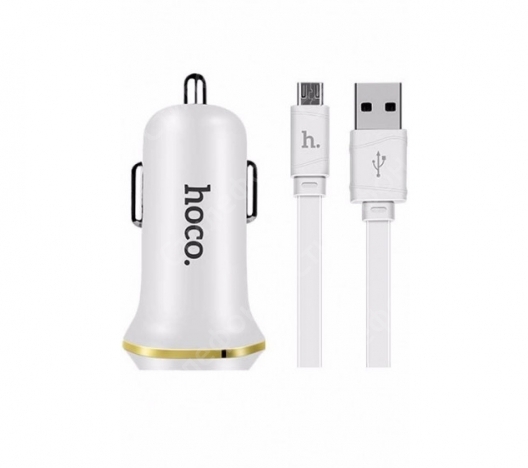 Автомобильная зарядка для Hoco Z1 2 USB Micro USB Charging Kit (Белая)