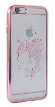 Чехол со стразами iSecret Swarovski для iPhone 6s силиконовый (Розовый дельфин)