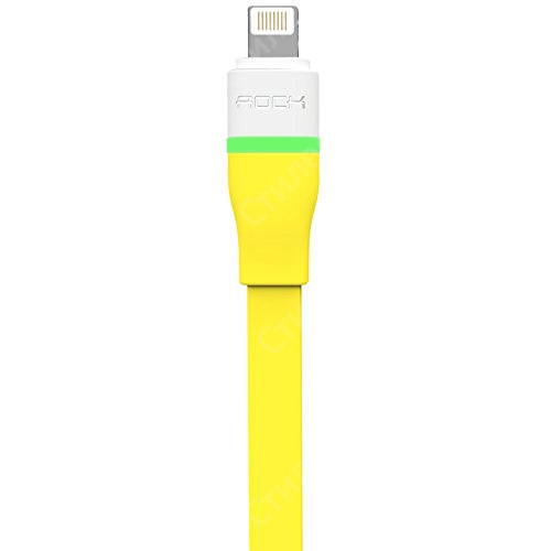 Автоотключающийся кабель Rock Auto Disconnect Lightning для iPhone с индикацией заряда (Желтый)