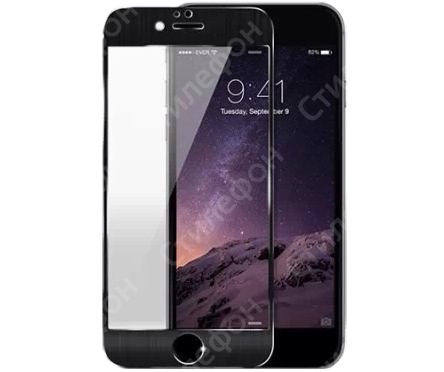 Защитное стекло iPhone 6s на весь экран алюминиевое 0.2мм (Черное)