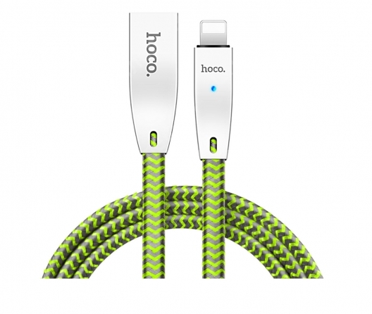 Плетеный Кабель с Автоотключением Hoco U11 Zinc Alloy Lightning Cable Для Apple (Зеленый)