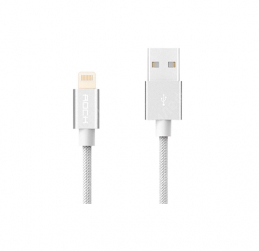Кабель USB Lightning Rock MFI Charge & Sync Round Cable II 30см (Серебряный)