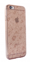 Чехол с цветочками силиконовый для iPhone 6s Joyroom (Прозрачный золотой)