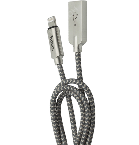 Плетеный Кабель HOCO U10 Lightning Zinc Alloy Reflective Charging Cable (Серебряный)
