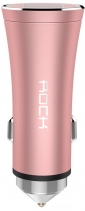 Автомобильное зарядное устройство Rock H1 Car Charger With Hammer 2 USB 2.4A (Розовое золото)
