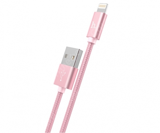 USB Кабель Hoco X2 Knitted Lightning Cable для Apple (Розовое золото)