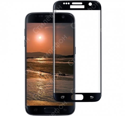 Защитное стекло на весь экран для Samsung Galaxy S7 (Чёрное)