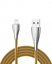 Кабель USB Lightning Rock Metal Data Cable 100см (Золотой)