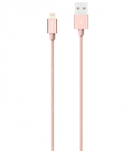 Кабель USB Rock Metal Charge & Sync Round Cable 100cm Lightning (Розовый)
