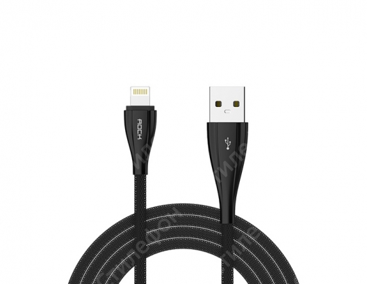 Кабель USB Lightning Rock Metal Data Cable 100см (Черный)