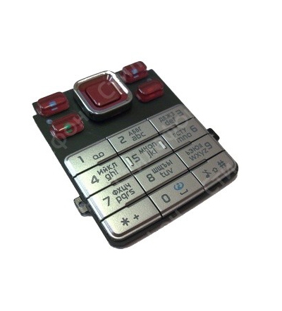 Клавиатура Nokia 6300 Русифицированная (Серебряно-красная)