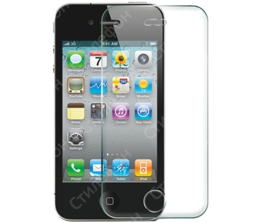 Стекло защитное для iPhone 4S бронированное (Прозрачное)