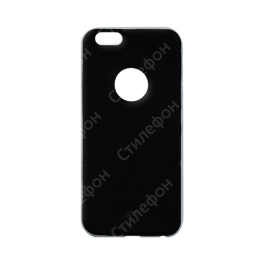 Силиконовый кожаный чехол для iPhone 6s тонкий (Черный)