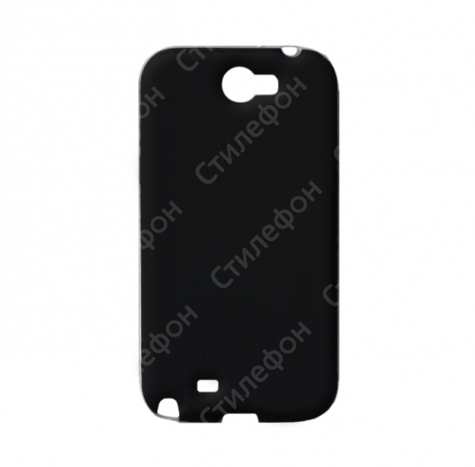 Силиконовый кожаный чехол для Samsung Galaxy Note 2 тонкий (Черный)