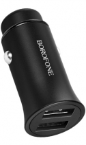 Автомобильная Зарядка Borofone BZ4 Roader 2 USB Metallic Car Charger (Чёрная)