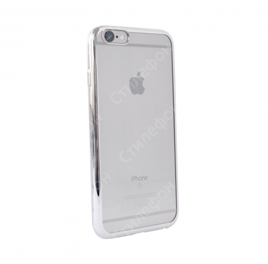 Чехол бампер для iPhone 6s силиконовый Electroplate (Серебряный)