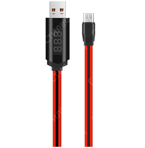 Кабель с дисплеем и таймером Hoco U29 Micro USB (Красный)