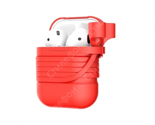 Чехол для AirPods Baseus Silicone Case с держателем наушников (Красный)
